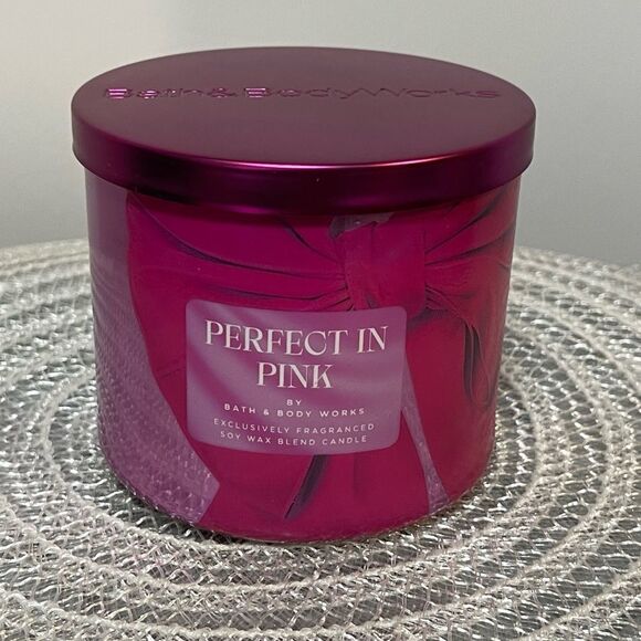 BBW Perfect in Pink 3 Wick Scented Candle NWT - Picture 1 of 4